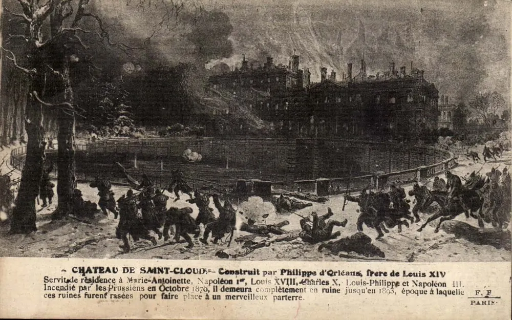 Schloss Saint-Cloud — Brand durch die Preußen im Oktober 1870 — F.F. Paris - Vorderseite