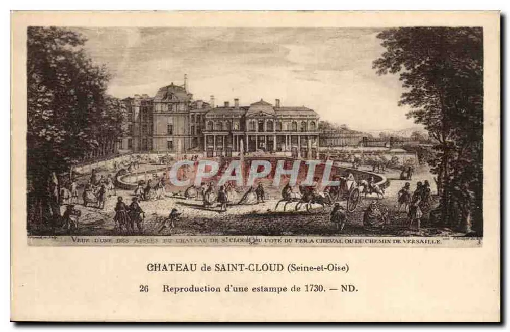 Château de Saint-Cloud — Reproductie van een xilografie van 1730 — uitgever ND, n° 26 - Voorkant