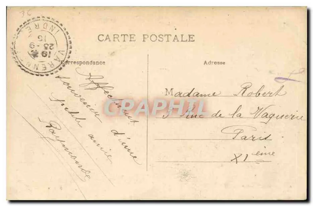 Valençay — O Castelo, entrada principal — Editor Guillet, Valençay, n°7 - Verso