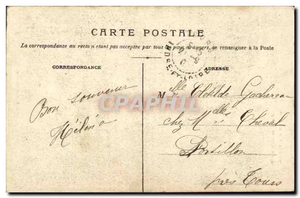 Junge Frau aus dem Berry — Sammlung G. G. Châteauroux — unbekannter Verlag, Seriennummer nicht sichtbar - Rückseite