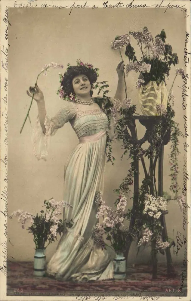 Frau in Abendkleid unter Lilien — ART K — Nr. 288 - Vorderseite