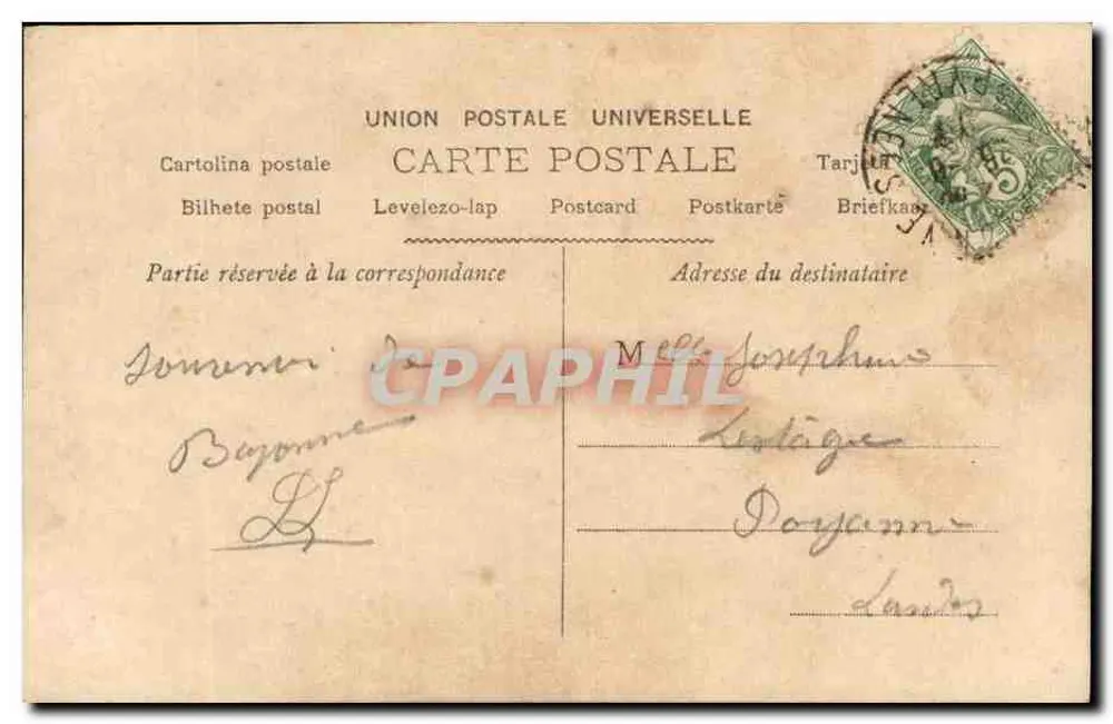 Mann in Anzug mit Blumenstrauß — Postkarte der Universal Postal Union - Rückseite