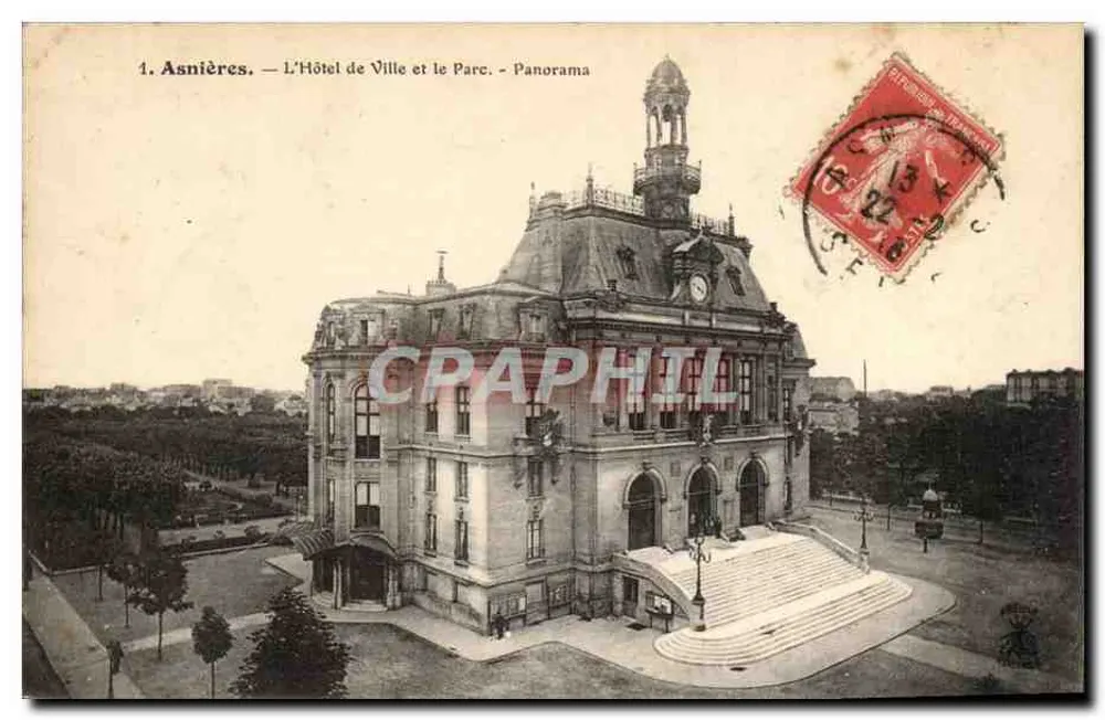 Asnières — Das Rathaus und der Park — Panorama - Vorderseite