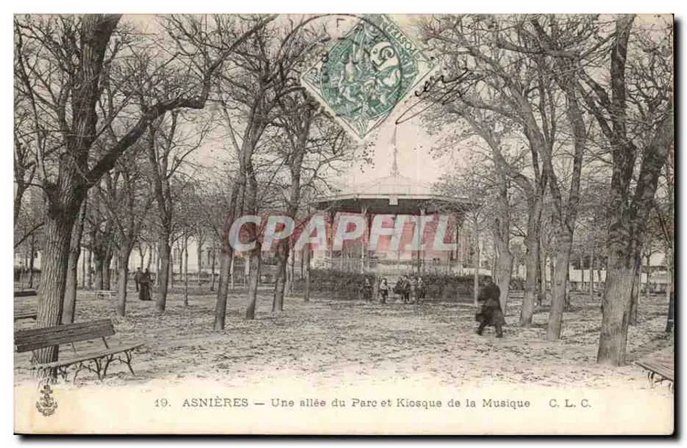 Asnières — Ein Weg im Park und Musikkiosk — C. L. C. - Vorderseite