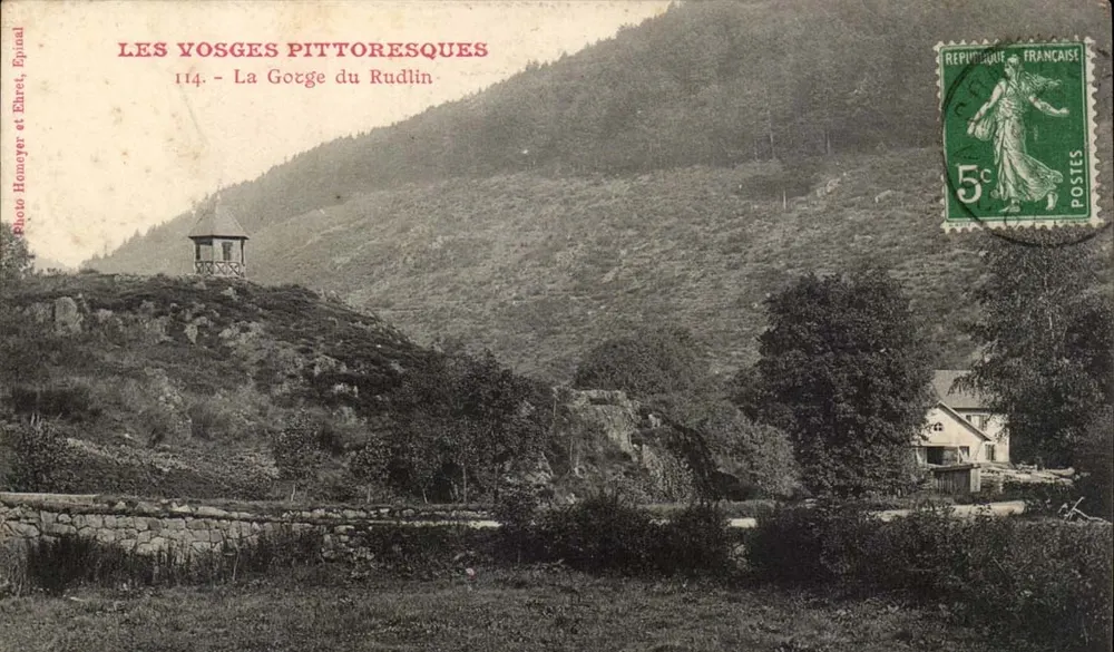 Os Vosgues Pitorescos — A Garganta do Rudlin — Foto Hameyer e Ehret, Epinal, n°114 - Frente