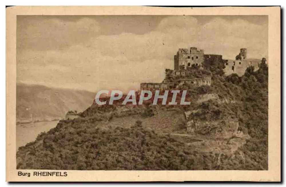 Burg Rheinfels — Ruínas em falésia acima do rio Reno — editor não visível - Frente