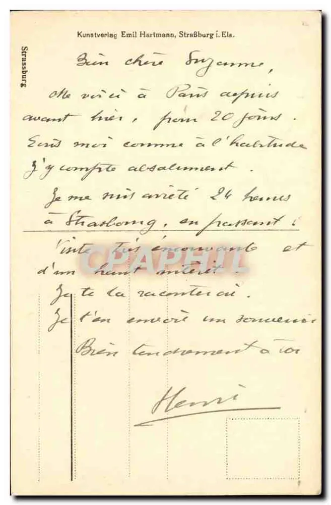 Estrasburgo — Catedral Nossa Senhora — Kunstverlag Emil Hartmann, Estrasburgo i. Els. - Verso