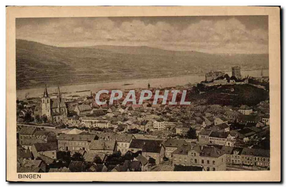 Bingen — vista aérea com castelo e rio — editor não visível - Frente