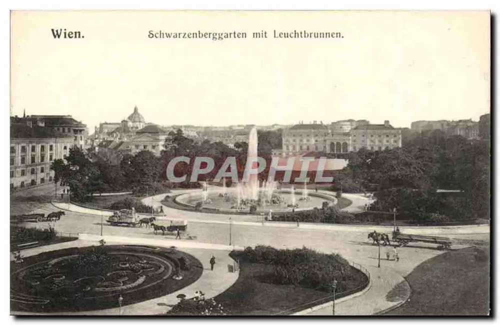 Wien. Schwarzenberggarten mit Leuchtbrennen. — Verlag B. K. W. I. 687 - Vorderseite