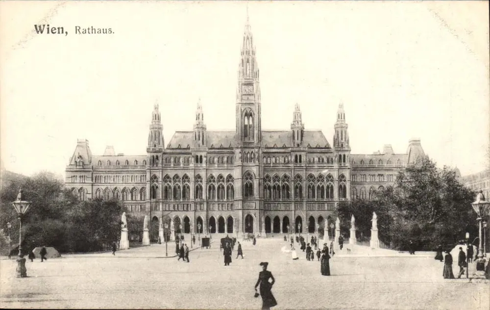 Wien, Rathaus — Blick auf das Rathausgebäude — B. K. W. I. 77 - Vorderseite