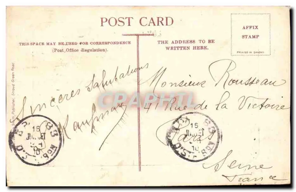 Mansion House und Cheapside, London — Ansicht einer belebten Straße — Verlag: S. Smith Publisher, Strand Green Road - Rückseite