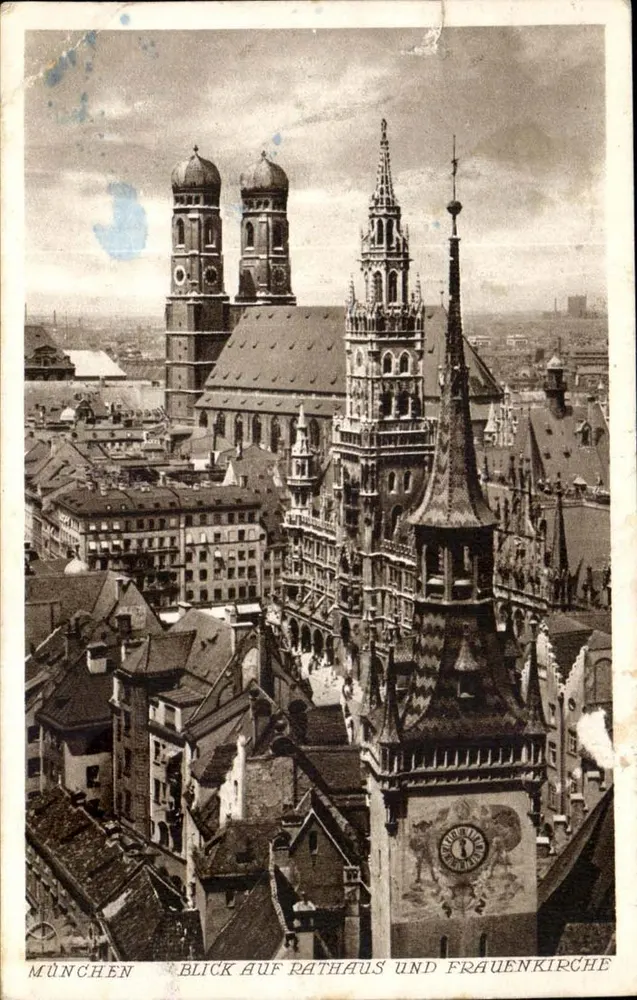 München — Ansicht des Rathauses und der Frauenkirche — August Lengauer, Nr. 128 - Vorderseite