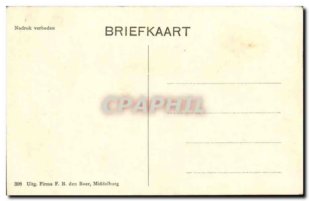 Traje axelsch (Zelândia) — mulher em traje tradicional — Firma F. B. den Boer, n° 899 - Verso