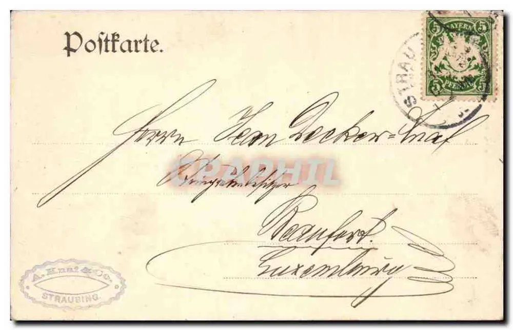 Theresienplatz in Straubing — Verlag A. Knai & Co. n° 1641 - Rückseite