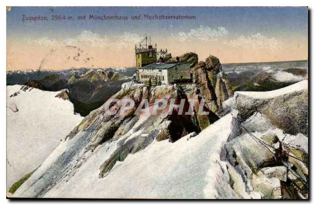 Zudaspitze, 2964 m, mit Münchnerhaus und Hochobservatorium — Originalverlag, Vercq - Vorderseite