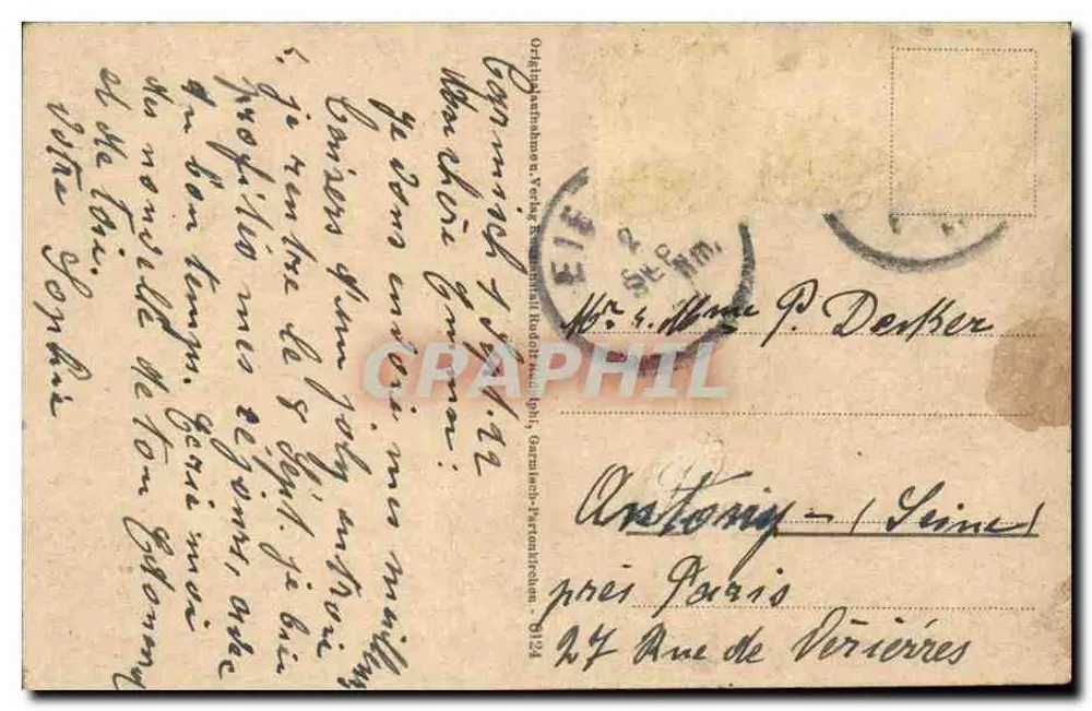 Zudaspitze, 2964 m, mit Münchnerhaus und Hochobservatorium — Originalverlag, Vercq - Rückseite