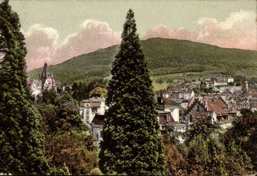 Baden-Baden — Blick vom Friesenberg — Verlag König, Heidelberg, Nr. 498 - Vorderseite