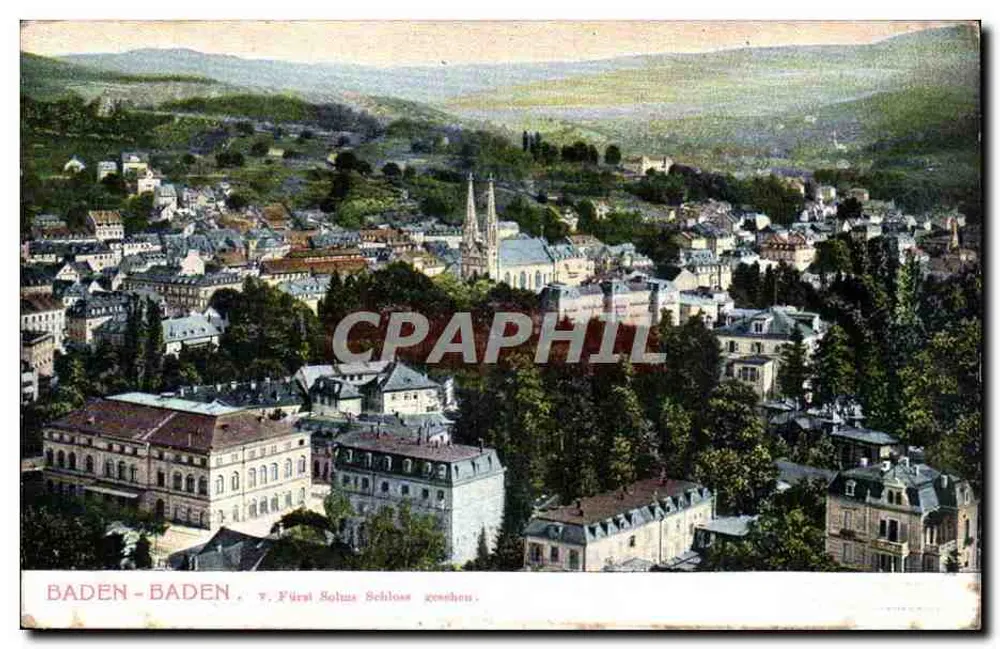 Baden-Baden — Ansicht des Schlosses Fürst Solms — Verlag F. Maier, Offenbach - Vorderseite