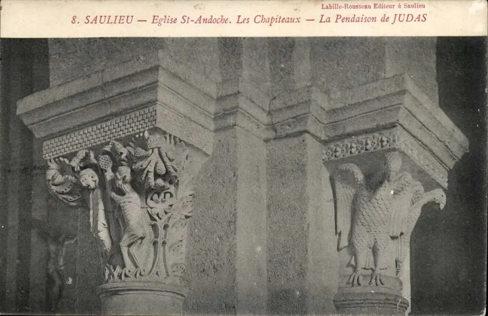Saulieu — Kirche St-Andoche. Die Kapitelle — Die Hinrichtung Judas - Vorderseite
