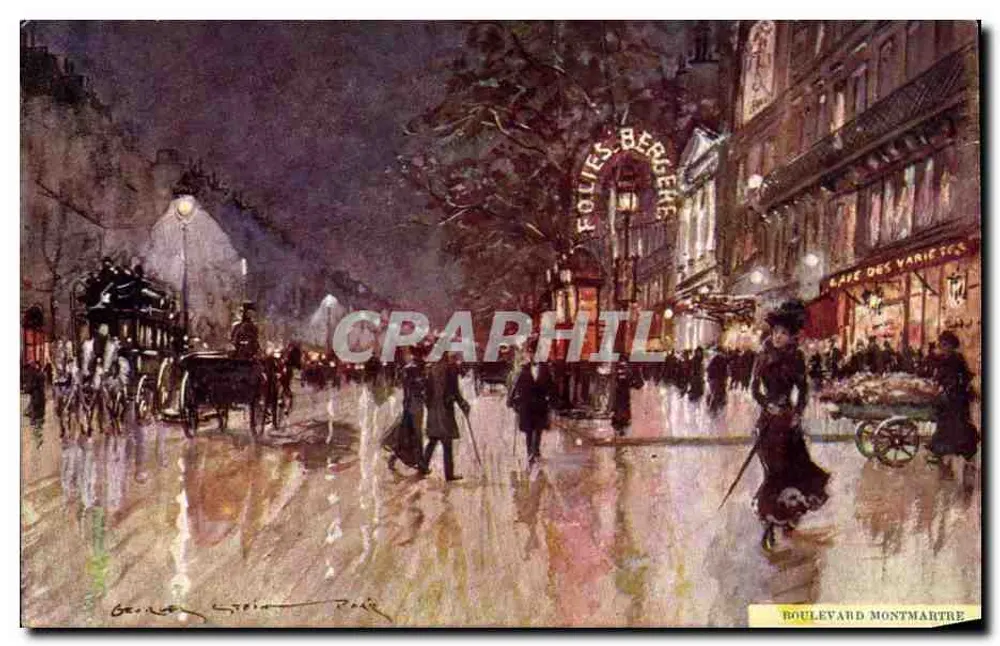 Boulevard Montmartre — nächtliche Szene mit Folies Bergère — George Stein-Paul - Vorderseite
