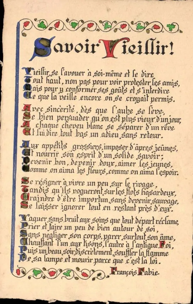Wie alt werden! — Text auf Altfranzösisch — François Fabie - Vorderseite