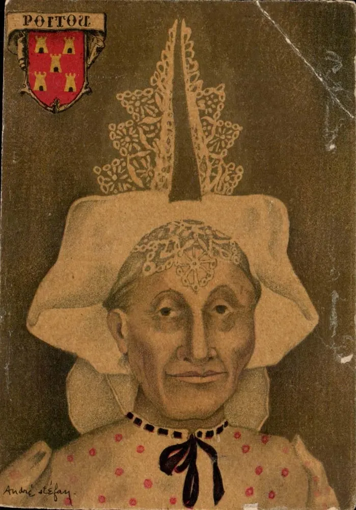 Portret van een vrouw met traditionele hoofddoek — Poitou — André Stéfay - Voorkant