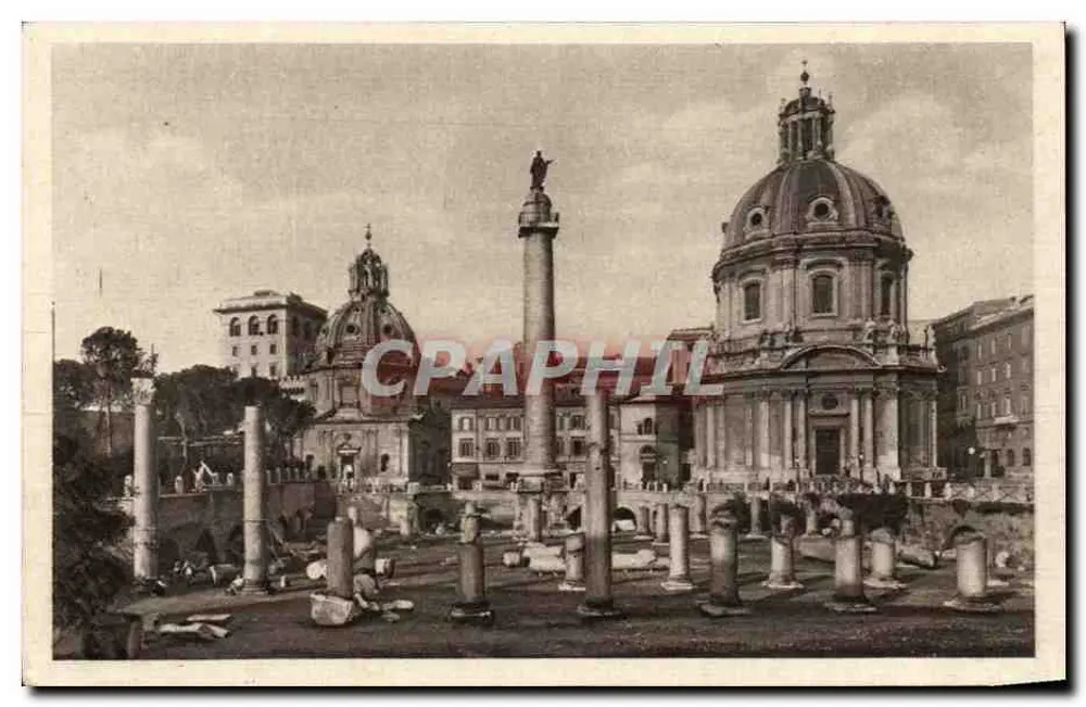 Forum Romanum — Ansicht der Ruinen und der Basilika Santa Maria di Loreto — unbekannter Verlag - Vorderseite