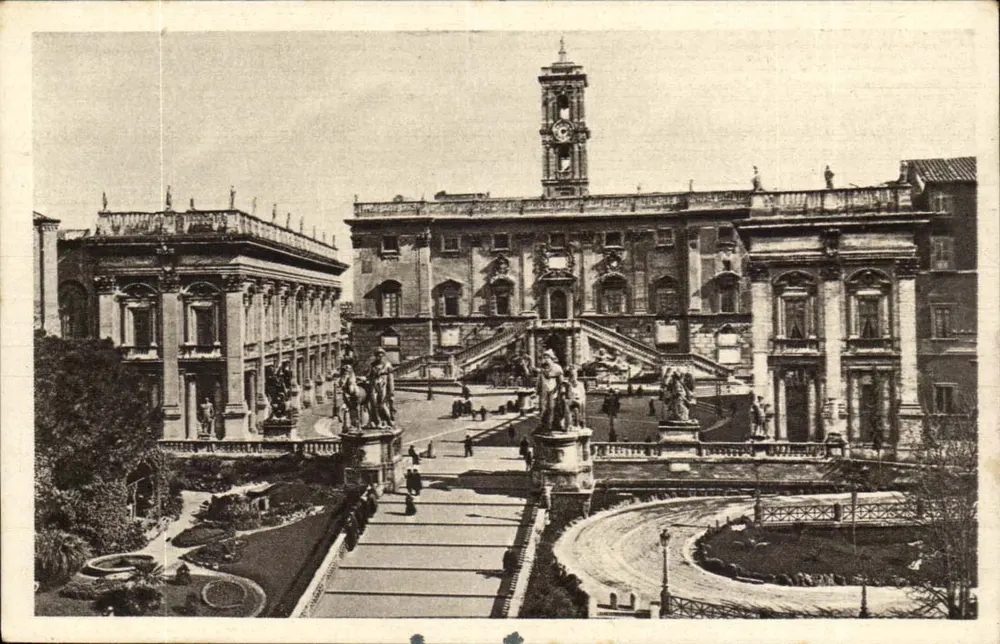 Piazza del Campidoglio — Panoramablick — Verleger unbekannt, Seriennummer nicht sichtbar - Vorderseite