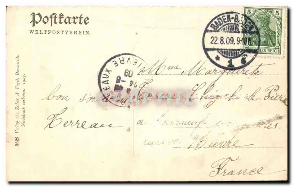 Baden-Baden, Griech-Rumän-Kirche — Verlag Zeller & Vogel, n° 3829 - Rückseite