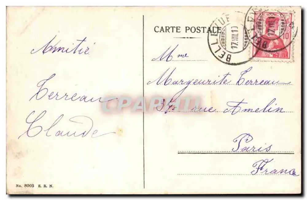 Lausanne. Allgemeiner Blick von Beau lieu. — Verlag E.R.N. Nr. 8003 - Rückseite