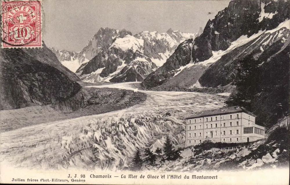 Chamonix — La Mer de Glace und das Hôtel du Montanvert — Jullien frères Phot.-Editeurs, Genève - Vorderseite