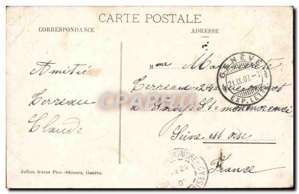 Gipfel des Mont-Blanc und das Janssen-Observatorium — Chamonix — Jullien frères - Rückseite
