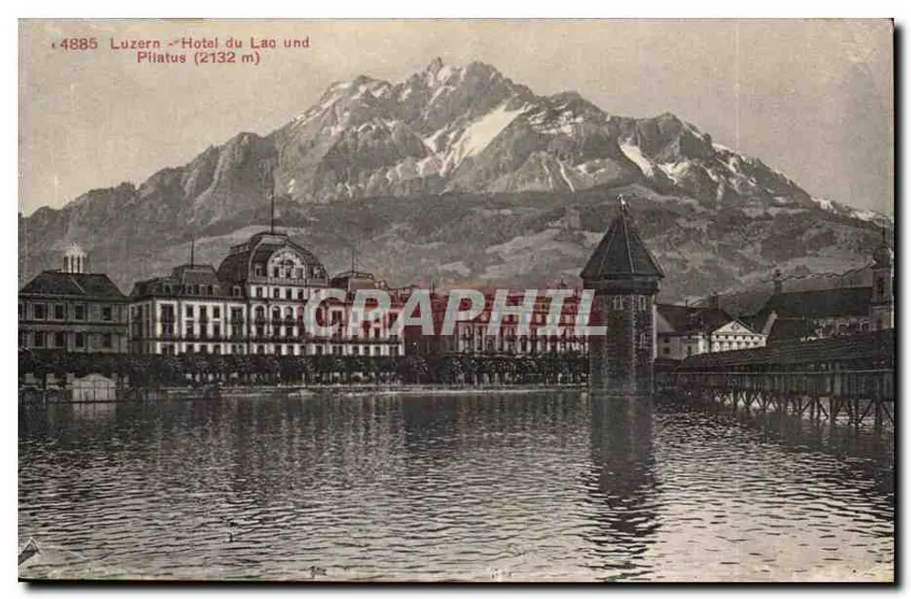 Lucerne - Hotel du Lac und Pilatus (2132 m) — Verlag: PONTOS PHOTOSLON - Vorderseite