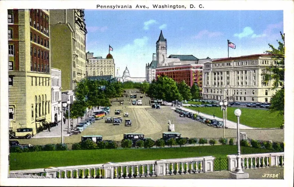 Pennsylvania Ave., Washington, D.C. — vista das escadas do Tesouro — editor B. S. Reynolds Co. - Frente