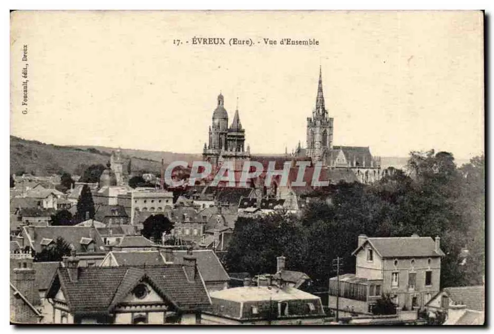 Évreux (Eure) - Vista Geral — G. Fournail, editor, Dreux - Frente