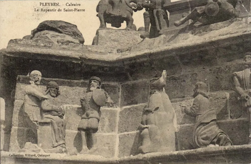 Pleyben - Calvario del arrepentimiento de San Pedro — Colección Villard, Quimper - Anverso