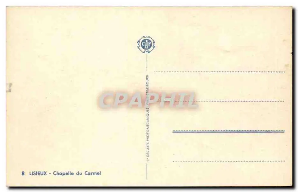 Lisieux - Krypta Karмелu — wydawca C° des Arts Photomécaniques, nr 8 - Rewers