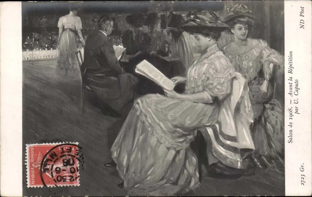 Vor der Probe — Salon von 1908 — von U. Caputo - Vorderseite