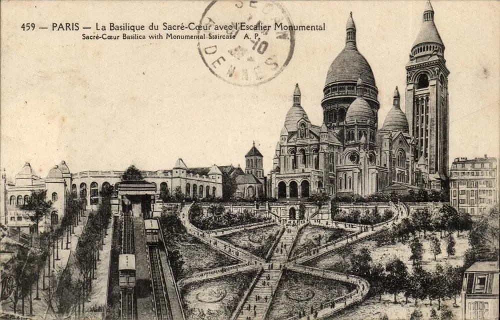 PARIS — Die Basilika des Heiligen Herzens mit der monumentalen Treppe — A.P. n°459 - Vorderseite