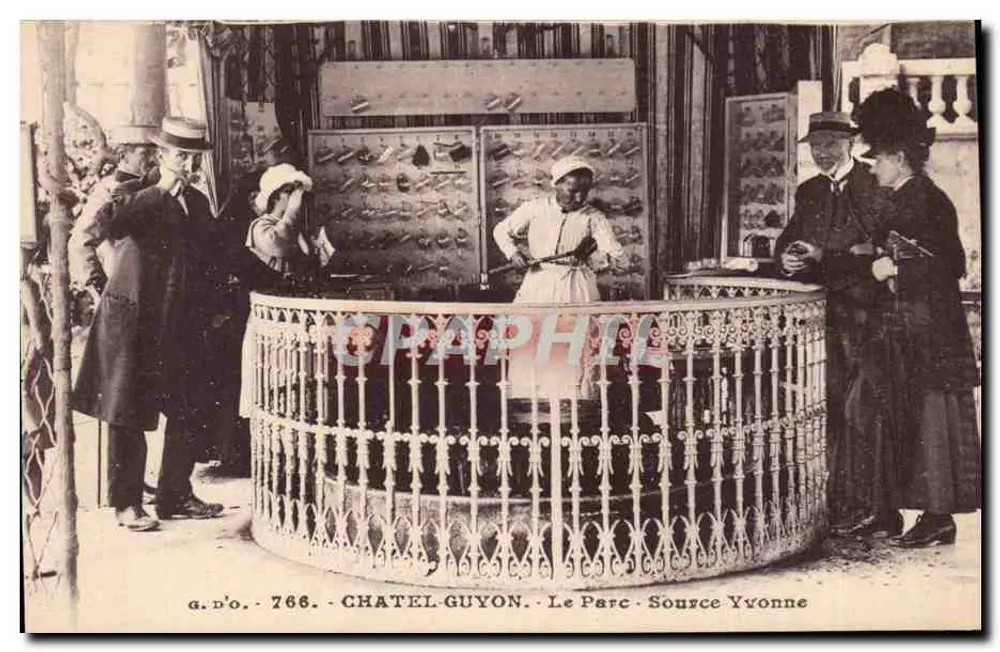 Châtel-Guyon — O Parque — Fonte Yvonne — J. Gouttielings, Editor, P.-de-D. - Frente