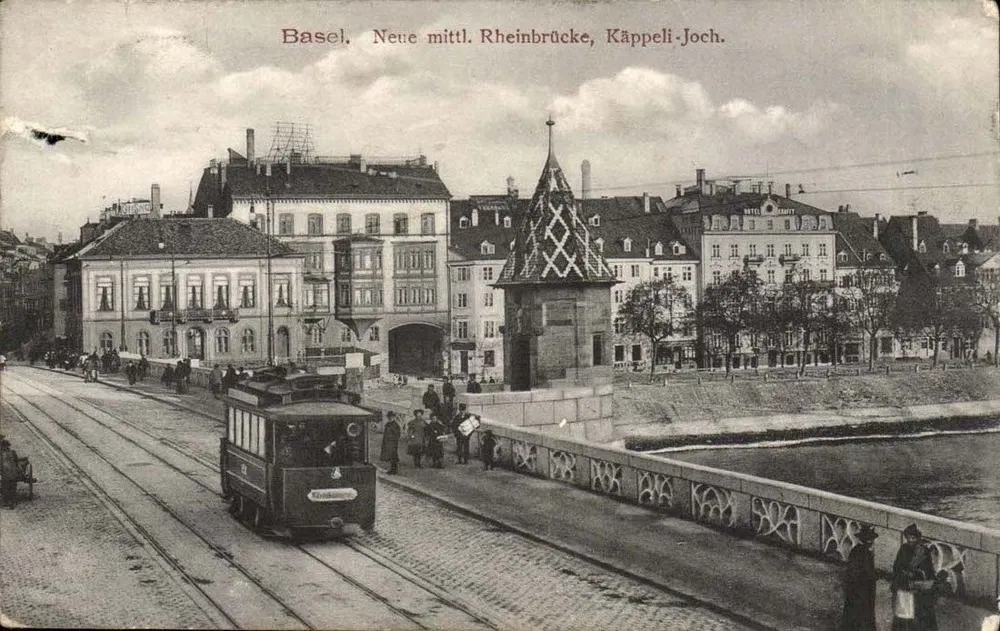 Basel. Neue mittlere Rheinbrücke, Käppeli-Joch. - Vorderseite