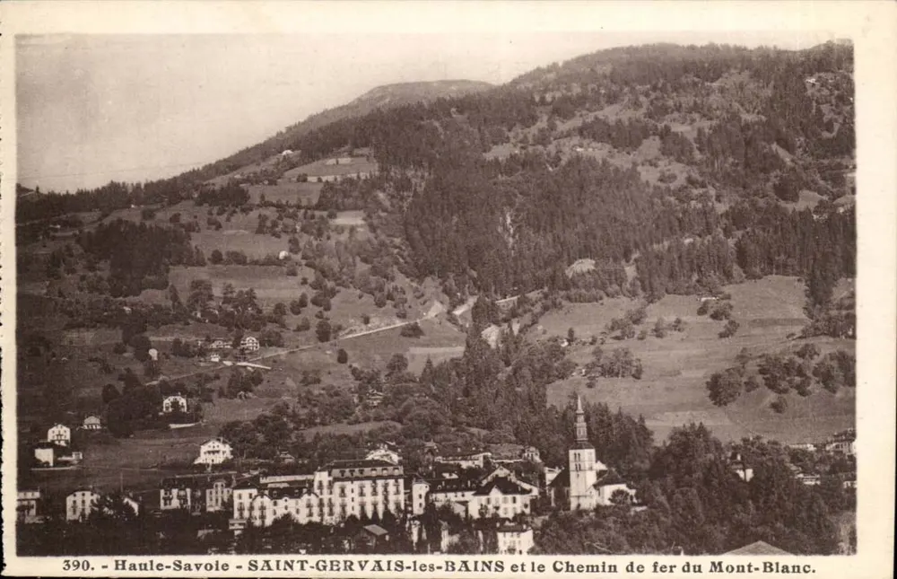 Saint-Gervais-les-Bains und die Mont-Blanc-Bahn — Haute-Savoie — Nr. 390 — L. Morand, phot. ed. - Vorderseite