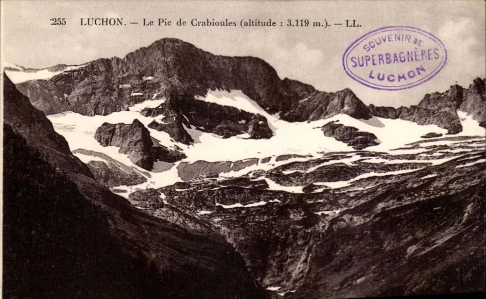 Luchon — Ansicht des Pic de Crabioules (Höhe: 3.119 m.) — LL. — Souvenir de Superbagnères Luchon - Vorderseite