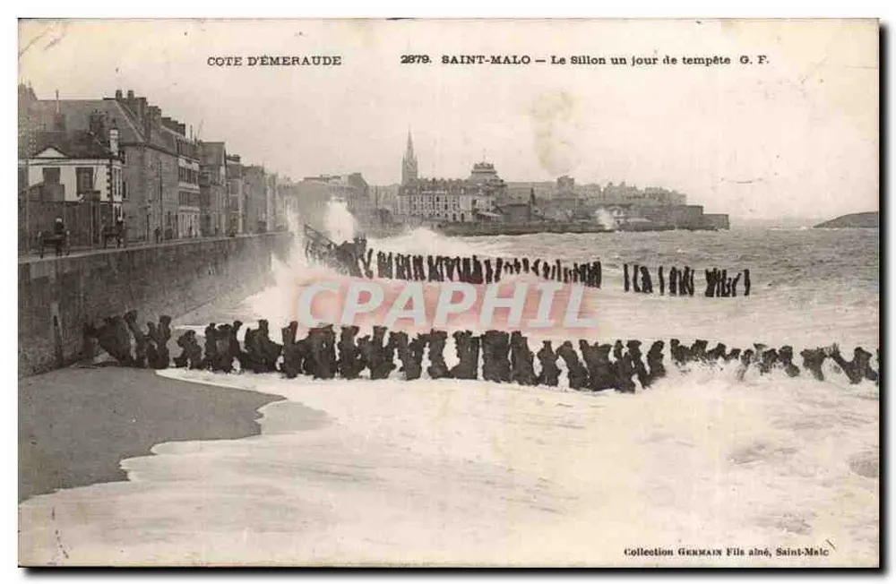 Saint-Malo — Der Sillon an einem Sturmtag — G. F. — Côte d'Émeraude, n° 2879 - Vorderseite