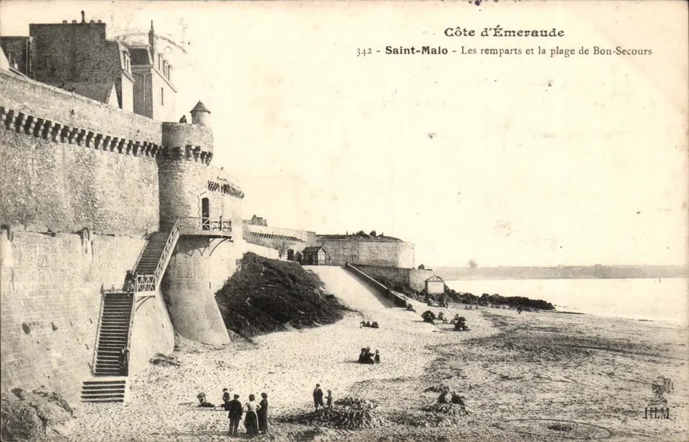 Saint-Malo - Côte d'Émeraude - Die Mauern und der Strand von Bon-Secours — HLM, n° 342 - Vorderseite