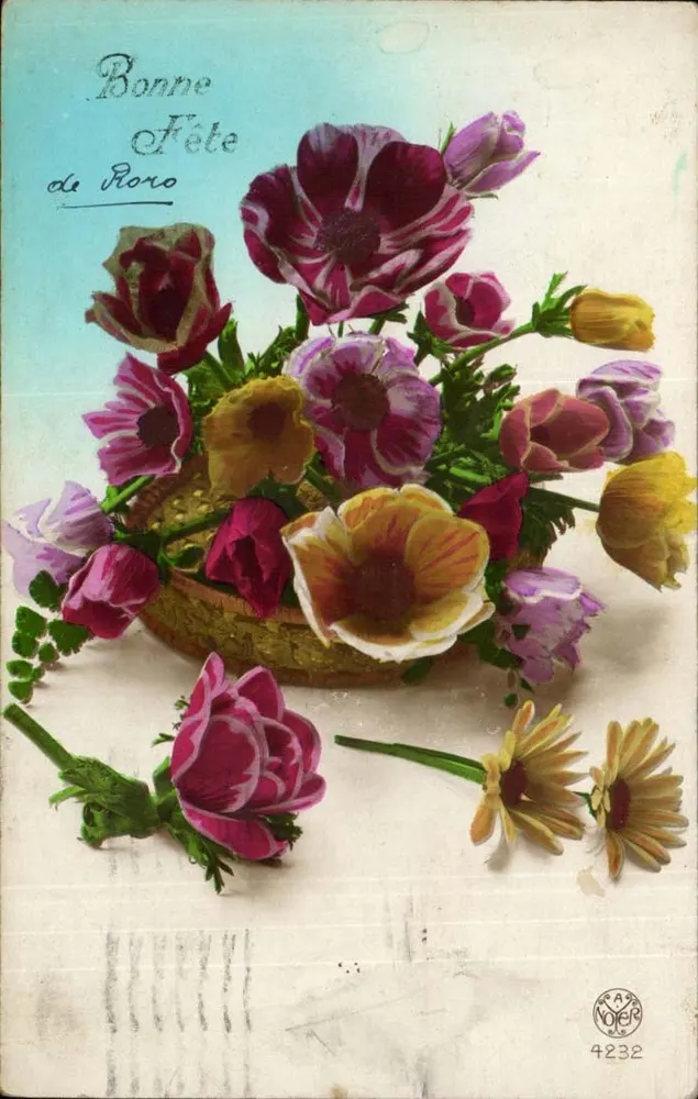 Blumenbouquet in Farben — Frohe Geburtstagsgrüße von Roro — Verlag Roro, Nr. 4232 - Vorderseite