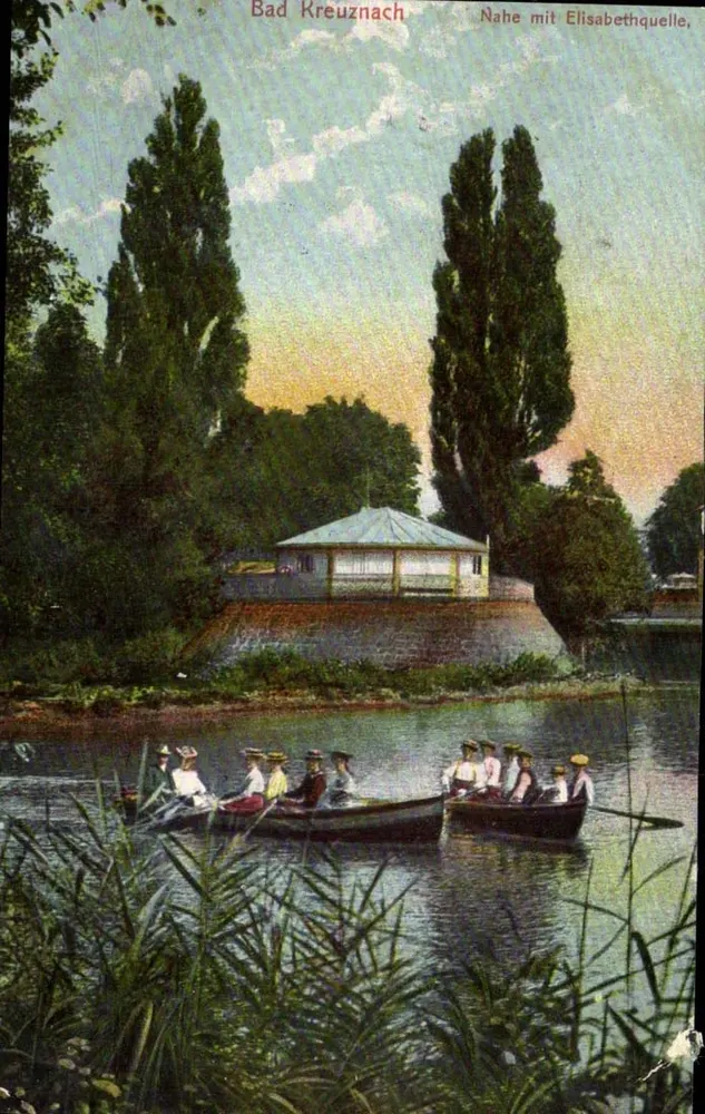 Bad Kreuznach — Nahe mit Elisabethquelle — Photogr. des Verlags v. Ph. Drees & Söhne - Vorderseite