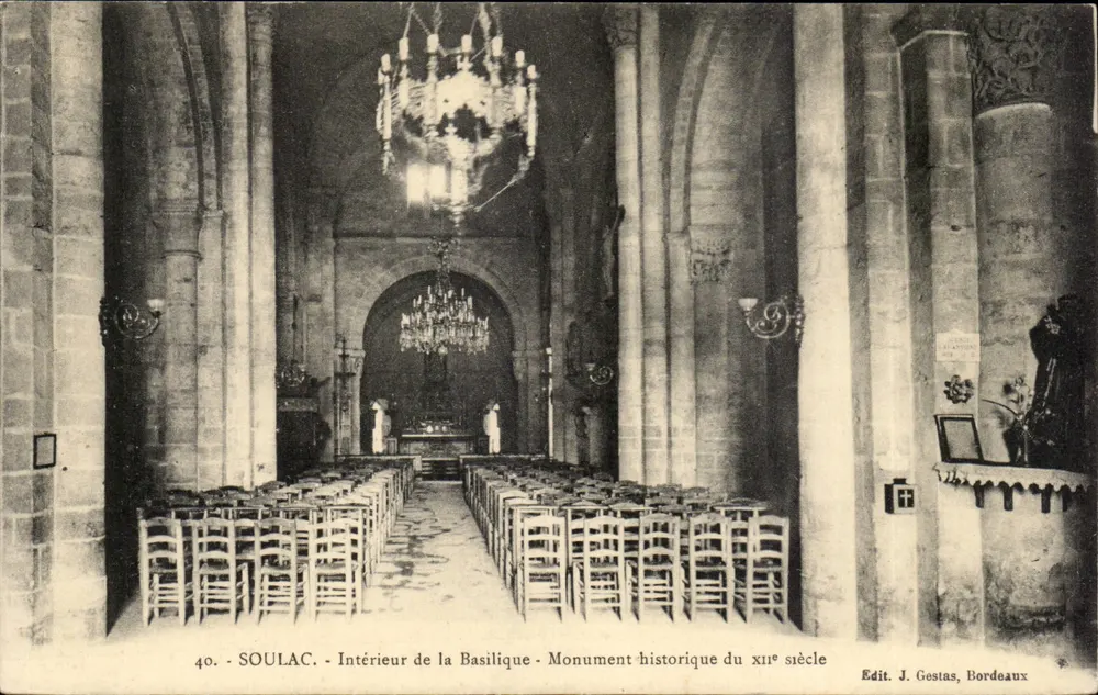 Soulac - Innenansicht der Basilika - Denkmal des 12. Jahrhunderts — Verlag J. Gestas, Bordeaux - Vorderseite
