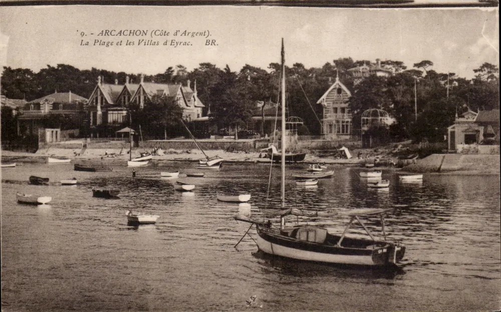 Arcachon (Côte d'Argent) — A Praia e as Villas de Eyrac — BR. - Frente