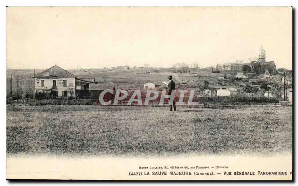 La Sauve Majeure (Gironde) — Panoramablick — Henry Guillier, 31, 42 bis und 44, rue Fonneuve, Libourne - Vorderseite